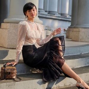 Sandra Mansour H&M Embroided Organza Flare Skirt